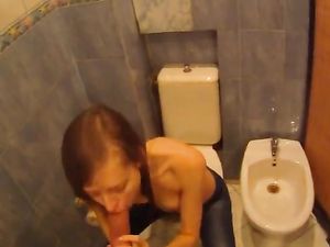 18 Year Old Gives Head In A Public Bathroom